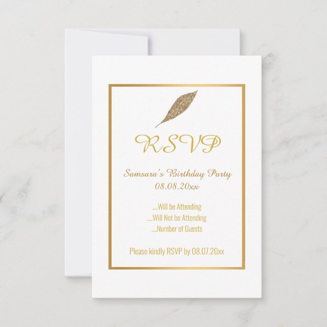 INVITACIÓN BONITO GOLD LEAF TODAS LAS OCASIONES (Anverso)