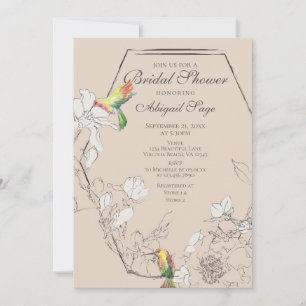 Invitación Bonito Hummingbird Floral Geométrica Brigada