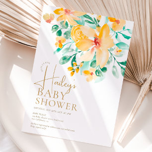 Invitación Bonito jardín amarillo verde floral ducha bebé