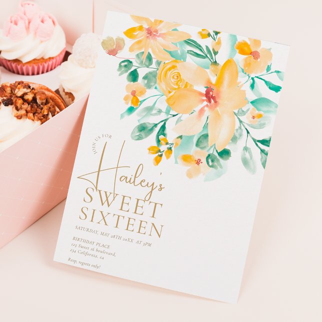 Invitación Bonito jardín amarillo verde floral dulce 16 (Subido por el creador)