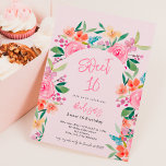 Invitación Bonito jardín floral acuarela arco dulce 16<br><div class="desc">Anuncie su próximo cumpleaños Sweet 16 con nuestras invitaciones botánicas de bonito en rosa claro, con bonito y encantadoras flores rosadas, rosas, flores azules, moradas y amarillas con vegetación. El guión moderno añade un toque de elegancia a estas invitaciones únicas que son perfectas para cualquier celebración con temática de jardín...</div>