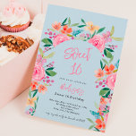 Invitación Bonito jardín floral acuarela arco dulce 16<br><div class="desc">Anuncie su próximo cumpleaños Sweet 16 con nuestras invitaciones botánicas de bonito, con bonito y encantadoras flores rosadas, rosas, flores azules, moradas y amarillas con vegetación en azul pastel de hielo. El guión moderno añade un toque de elegancia a estas invitaciones únicas que son perfectas para cualquier celebración con temática...</div>