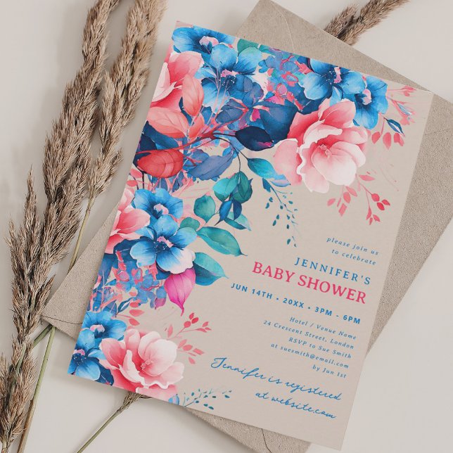 Invitación Bonito Jardín Floral Baby Shower Champagne (Pretty Garden Floral Baby Shower Champagne Invitation)