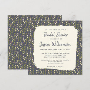 Invitación Bonito Jardín Floral Marina Azul Bridal Shower