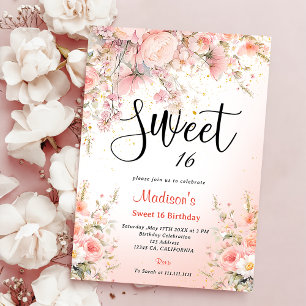 Invitación Bonito Jardín Flores Silvestres Acuarela Dulce 16