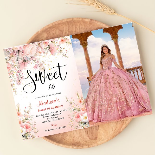 Invitación Bonito Jardín Flores Silvestres Acuarela Dulce 16 (Subido por el creador)