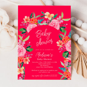 Invitación Bonito jardín florido acuarela arco baño de bebé