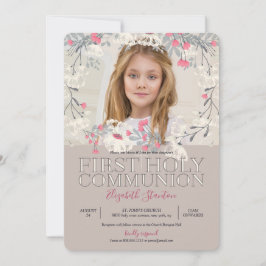 Invitación Bonito Jardín Foto Primera Comunión Santa