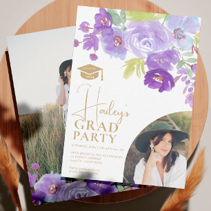 Invitación Bonito jardín lavanda morada graduación floral