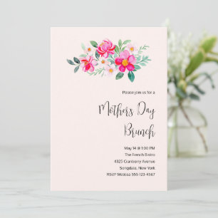 Invitación Bonito juguetona Flores rosadas Brunch Día de la m