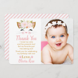 Invitación BONITO KITTY Chica Cat Photo Thank You Card