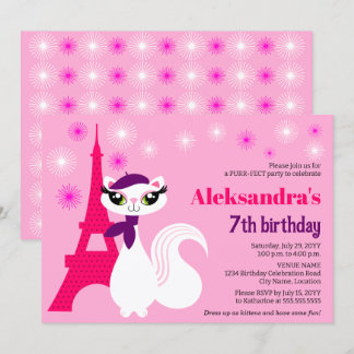 Invitación Bonito Kitty Paris Pink Birday