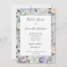 Invitación Bonito Lavanda Púrpura Flores Blancas Ducha Bridal