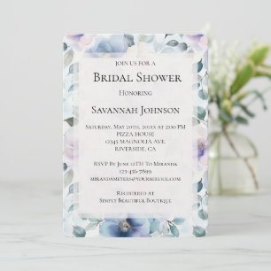 Invitación Bonito Lavanda Púrpura Flores Blancas Ducha Bridal
