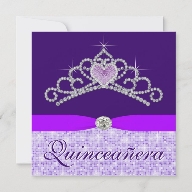 Invitación Bonito Lavender Purple Quincenera (Anverso)