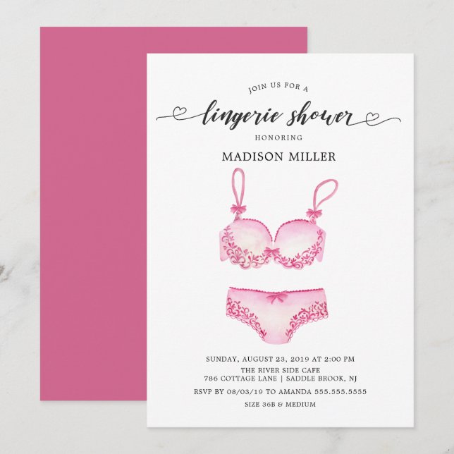 Invitación Bonito Lingerie Bridal Shower (Anverso / Reverso)