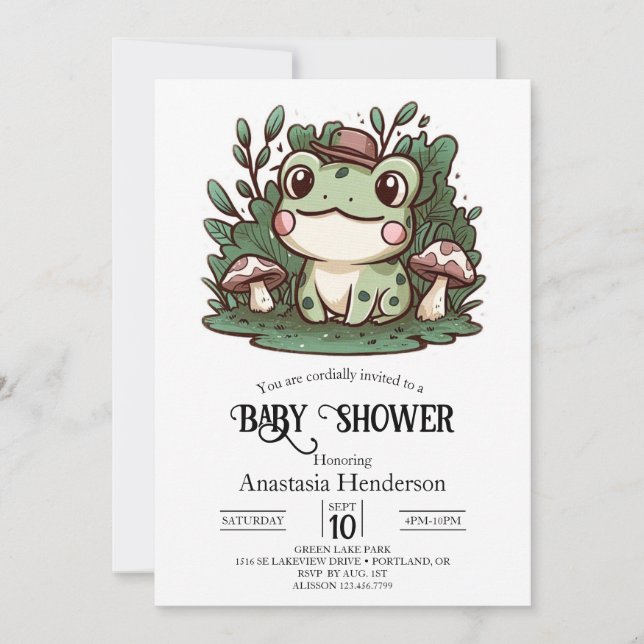 Invitación Bonito Little Frog Baby Shower (Anverso)