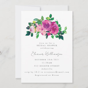 Invitación Bonito Magenta Watercolor Flores Bridal Shower