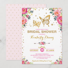 Invitación Bonito Mariposa Acuarela Floral Brigada