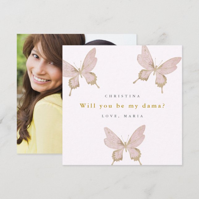 Invitación Bonito mariposa propuesta Dama Foto Quinceanera (Anverso / Reverso)