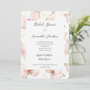 Invitación Bonito Mariposas Rosadas Ducha de Novias