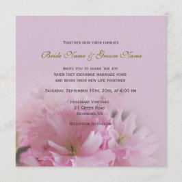 Invitación Bonito matrimonio primaveral en flor de cerezo ros