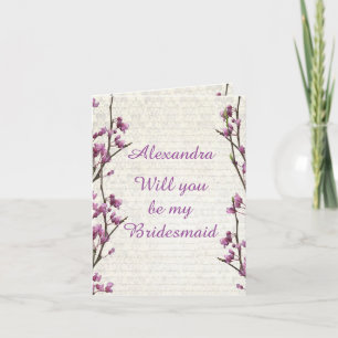 Invitación Bonito mauve blossom serás mi dama de honor