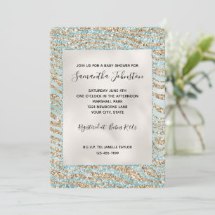 Invitación Bonito Mint Glitzy Gold Zebra Purpurina