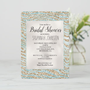 Invitación Bonito Mint Glitzy Sparkle Gold Zebra Purpurina