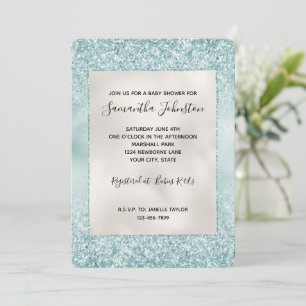 Invitación Bonito Mint Glitzy Sparkle Purpurina  
