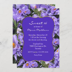 Invitación Bonito Morado Crocus Sweet 16 cumpleaños