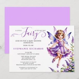 Invitación Bonito Morado Flower Fairy Baby Shower Floral