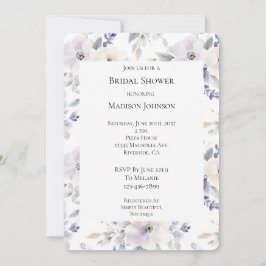 Invitación Bonito Morado Lavanda Flores Bridales Ducha
