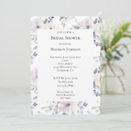 Invitación Bonito Morado Lavanda Flores Bridales Ducha
