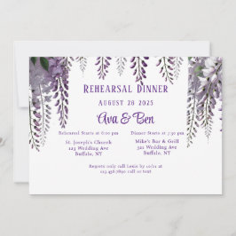 Invitación Bonito Morado Wisteria Ensayo Cena