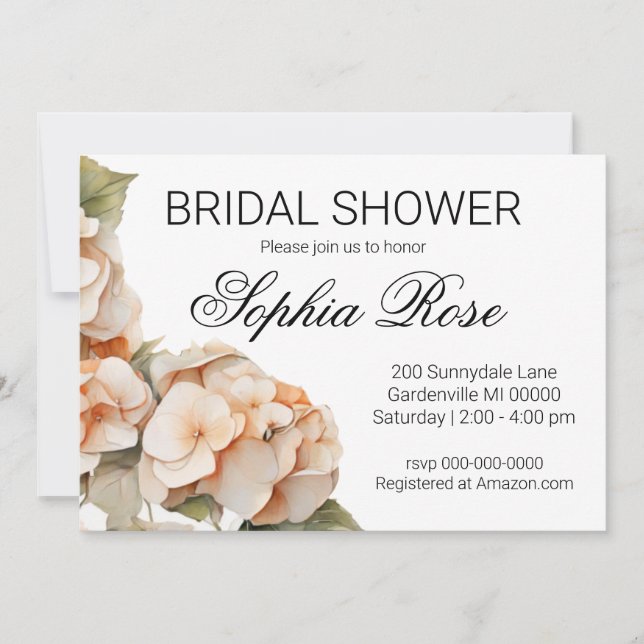 Invitación Bonito naranja blanco floral Ducha de novia (Anverso)