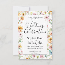 Invitación Bonito Naranja color de agua rosa boda de flores s