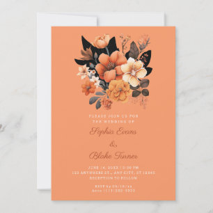 Invitación Bonito Naranja Floral Bouquet Fall Naranja Boda
