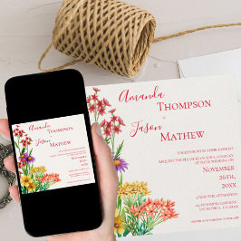 Invitación Bonito Naranja morado amarillo Flores silvestres B
