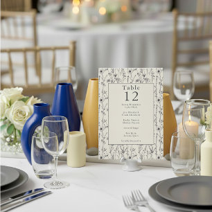 Invitación Bonito número de tabla de flores silvestres tarjet