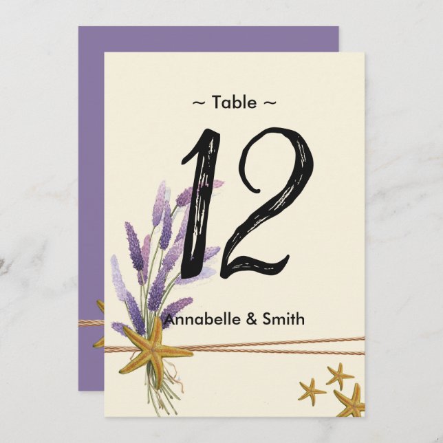 Invitación bonito Número simple de la mesa de estrella (Anverso / Reverso)