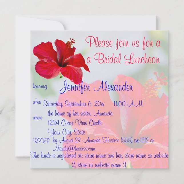 Invitación Bonito nupcial Flores tropicales (Anverso)