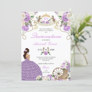 Invitación Bonito Occidental Morado Charro Cowgirl Quinceañer