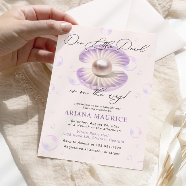 Invitación Bonito Ocean Little Pearl Baby Shower (Subido por el creador)