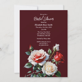 Invitación Bonito oscuro rosa rosas rojas blancas rojas ducha