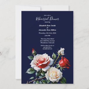 Invitación Bonito oscuro rosas rojas blancas rosadas Cena de 