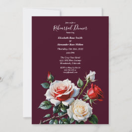 Invitación Bonito oscuro rosas rojas blancas rosadas Cena de