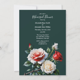 Invitación Bonito oscuro rosas rojas blancas rosadas Cena de