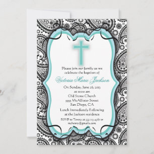 Invitación Bonito Paisley Baptism/Invitación a la Cristiandad