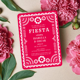 Invitación Bonito Papel rosa Picado Boda Ensayo Cena
